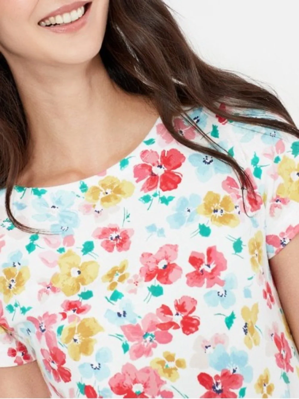 🌺 Joules Riviera Floral Chalk White Cotton Shift Dress - Size 12 - Picture 3 of 16